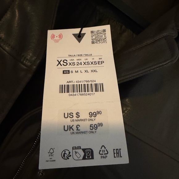 Zara Women's Shiny Gray Leather Jacket - Picture 4 of 4